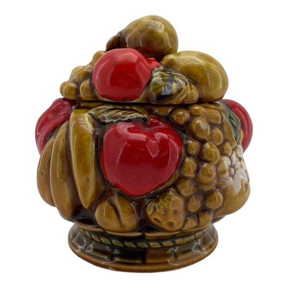 Vintage Ceramic Fruit Basket Cookie Jar Unique Kitchen Decor Collectible Storage - Picture 5 of 12